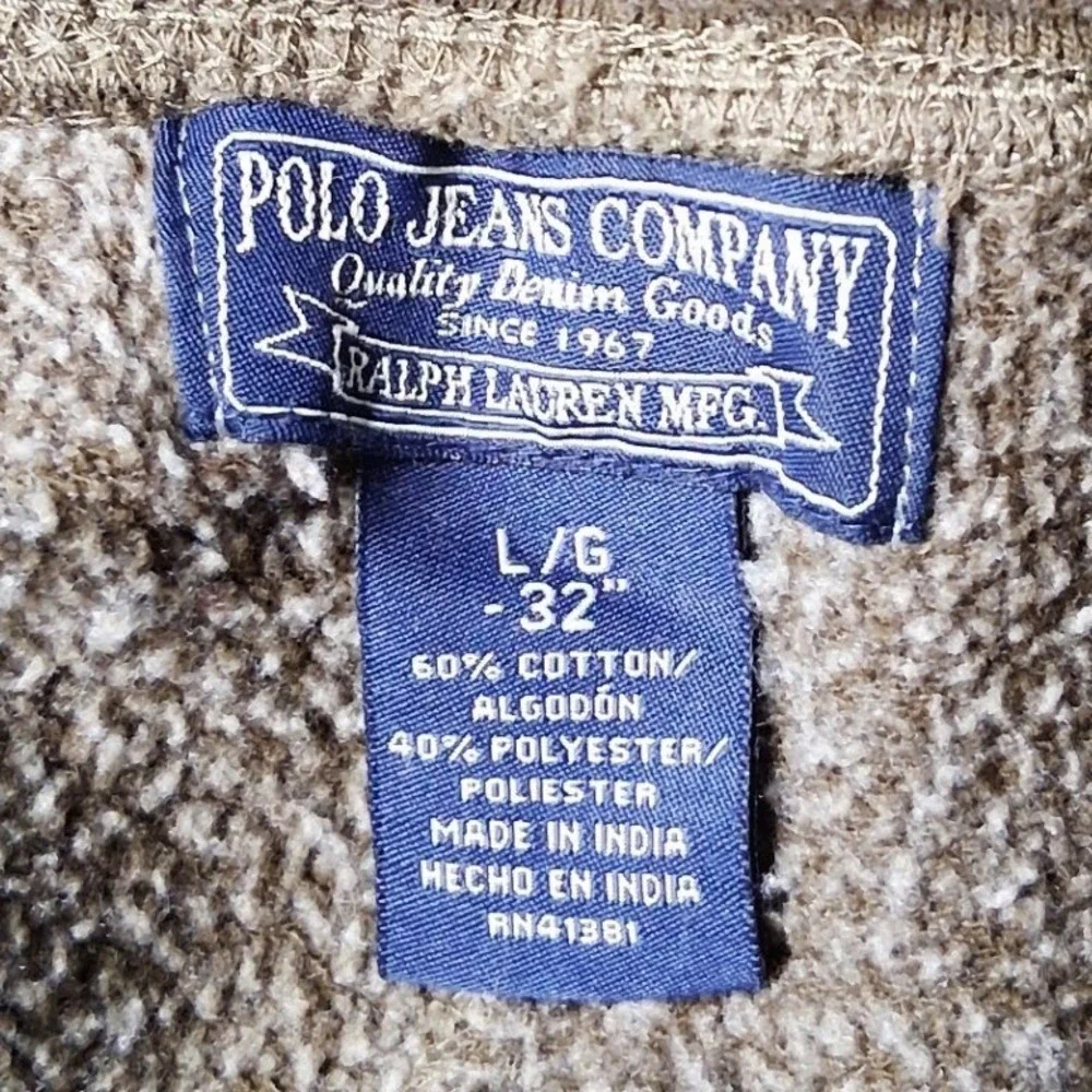 Polo Jeans Co Ralph Lauren Womens Large Olive Green Wide Leg Sweatpants RL Logo‎